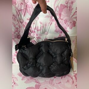 New Cute Black Quilted Puffy Shoulder Bag